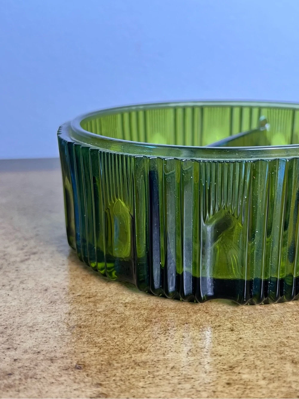 Vintage Indiana‎ Glass Royal Green Divided Candy Dish Bowl 2 Section No Lid